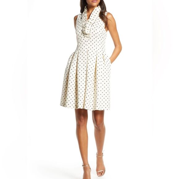 Harper Rose Dress Metallic Polka Dot Sleeveless Fit & Flare Sz 14 New Ruffle - Picture 1 of 6